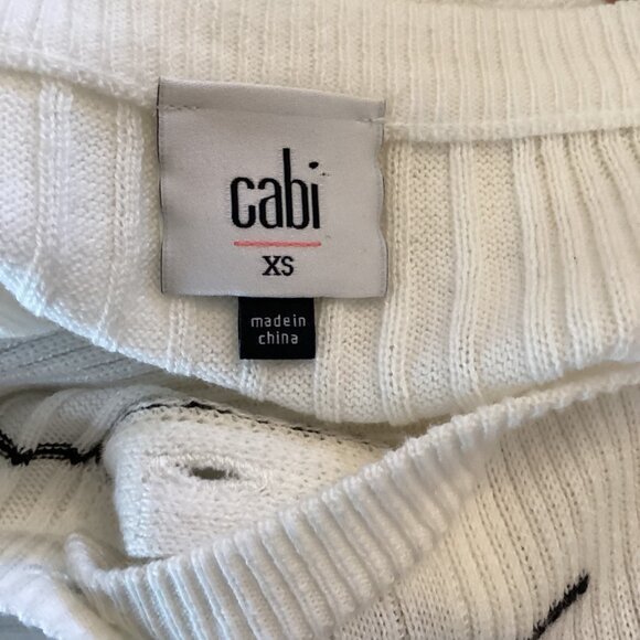 Cabi Long Sweater Size XS XSmall‎ Duster Cardigan Dashes Striped Long White - Picture 10 of 11
